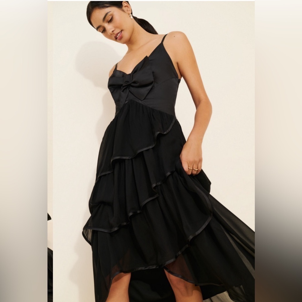 BHLDN Black High Low Ruffle Dress - Picture 2 of 10
